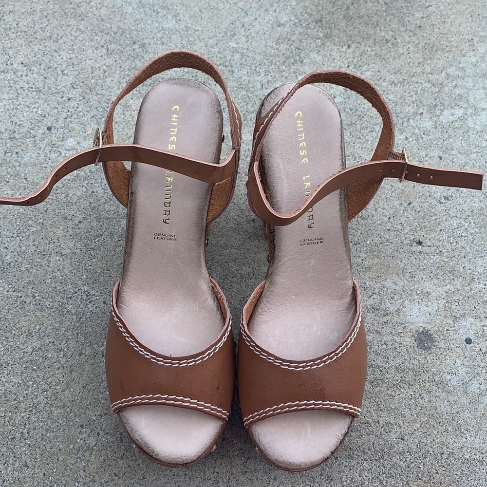 Brown platform sandals